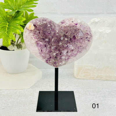 Amethyst Crystal Heart on Stand option 01 displayed as home decor 