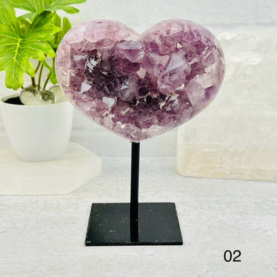 Amethyst Crystal Heart on Stand option 02 displayed as home decor