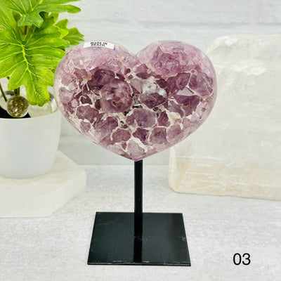 Amethyst Crystal Heart on Stand option 03 displayed as home decor