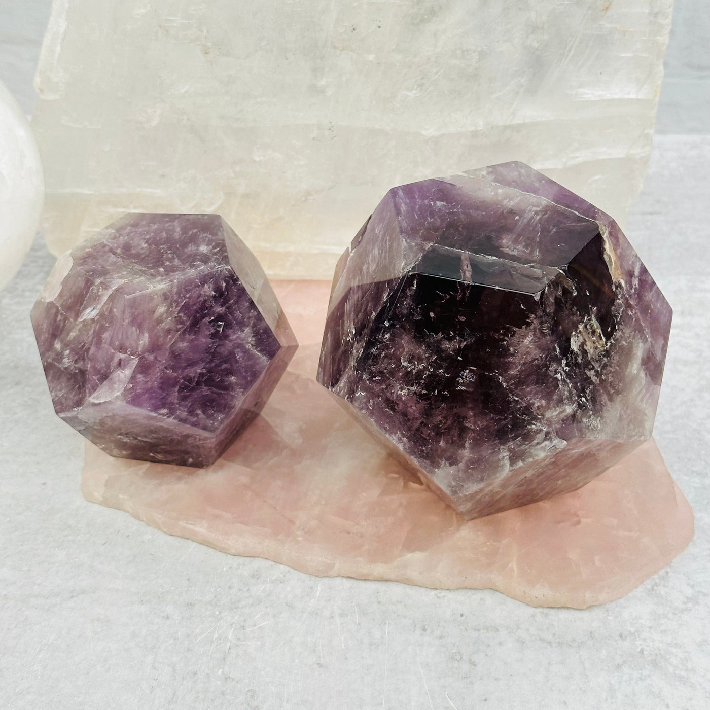 Amethyst Crystal Dodecahedron displayed as home decor
