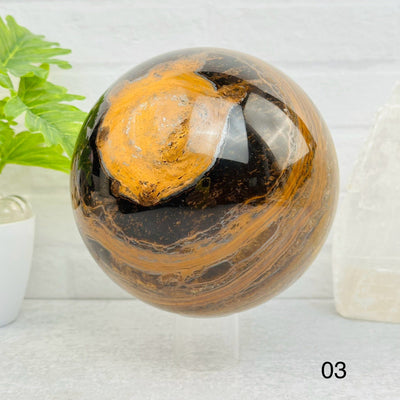 Tigers Eye with Hematite Polished Spheres - You Choose - option 03 displayed s home decor