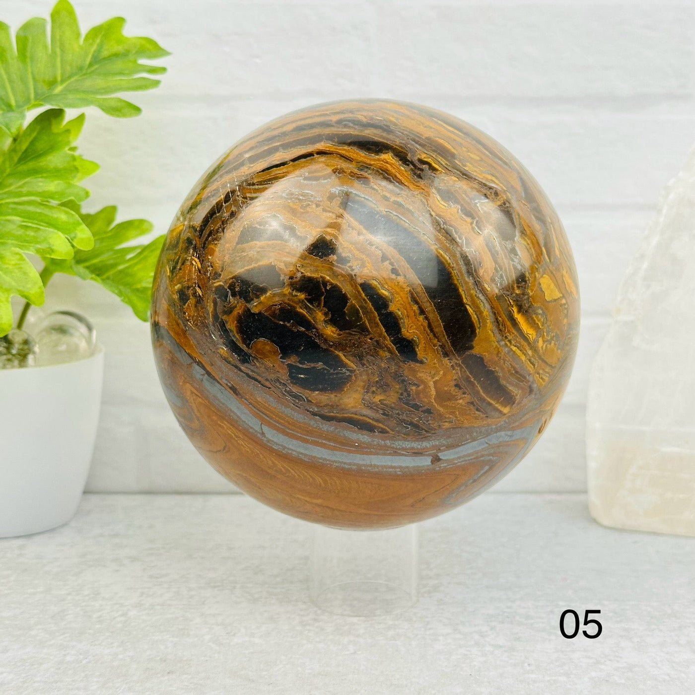 Tigers Eye with Hematite Polished Spheres - You Choose - option 05 displayed s home decor