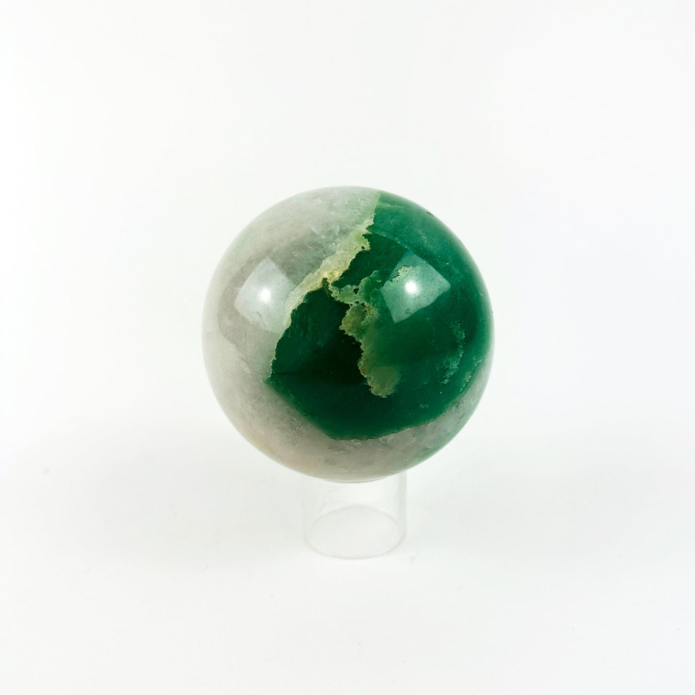 Green and White Quartz Crystal Sphere 