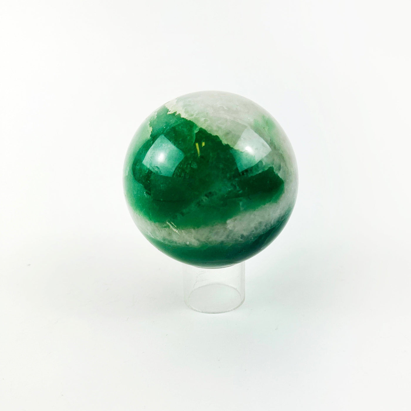 Green and White Quartz Crystal Sphere another side