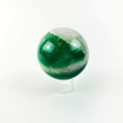 Green and White Quartz Crystal Sphere another side