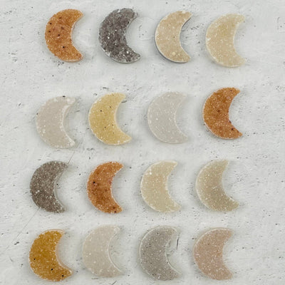 multiple druzy moons displayed to show the differences in the color shades