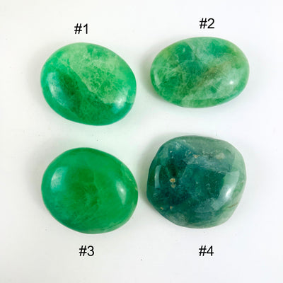 Fluorite Crystal Palm Stones  showing other side and numbered for you to choose