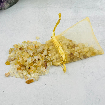 organza bag with citrine chips