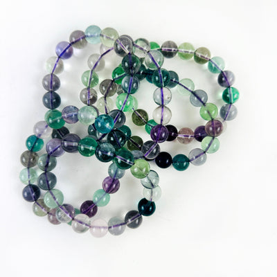 Rainbow Fluorite Round Bead Bracelets