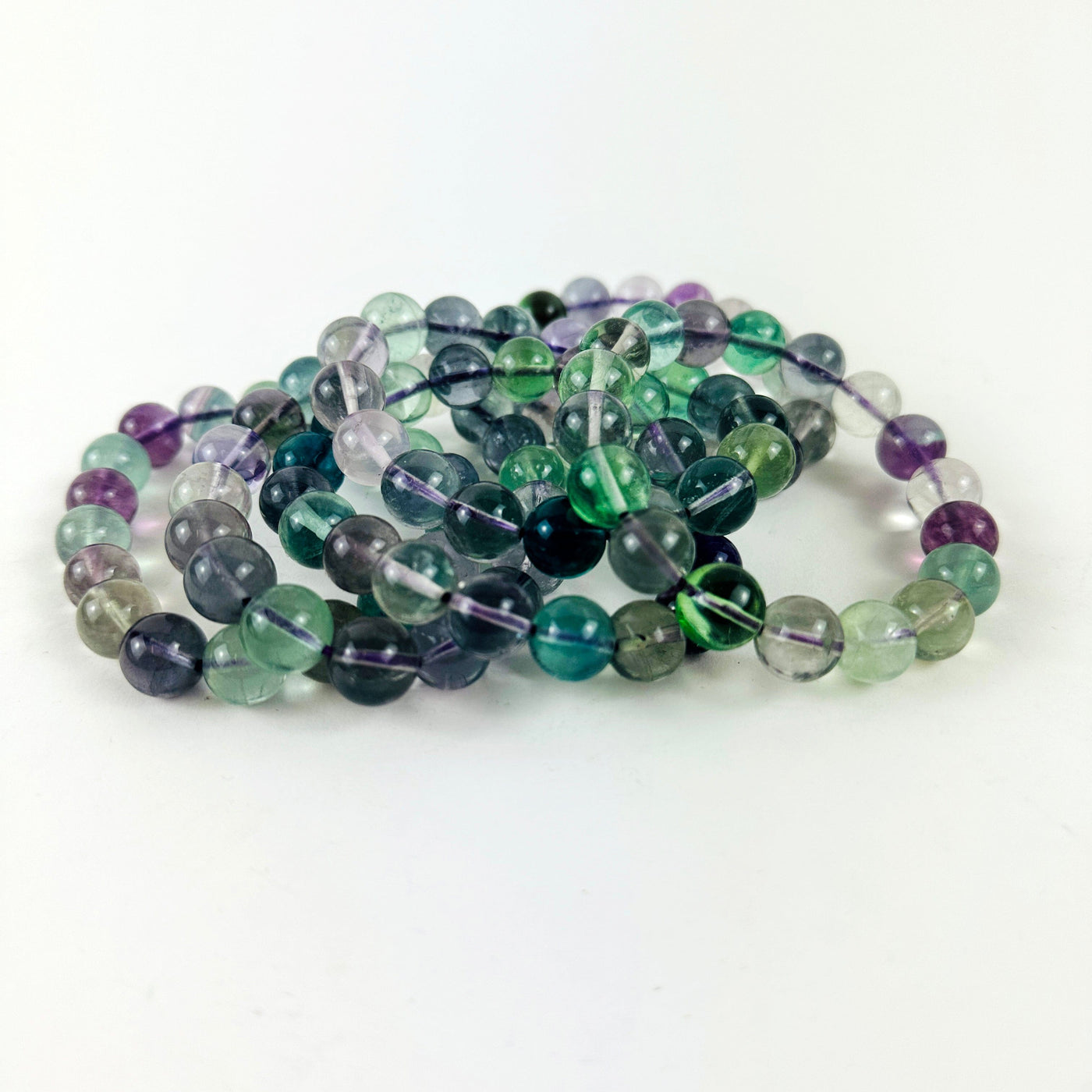 Rainbow Fluorite Round Bead Bracelets