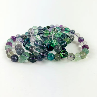 Rainbow Fluorite Round Bead Bracelets