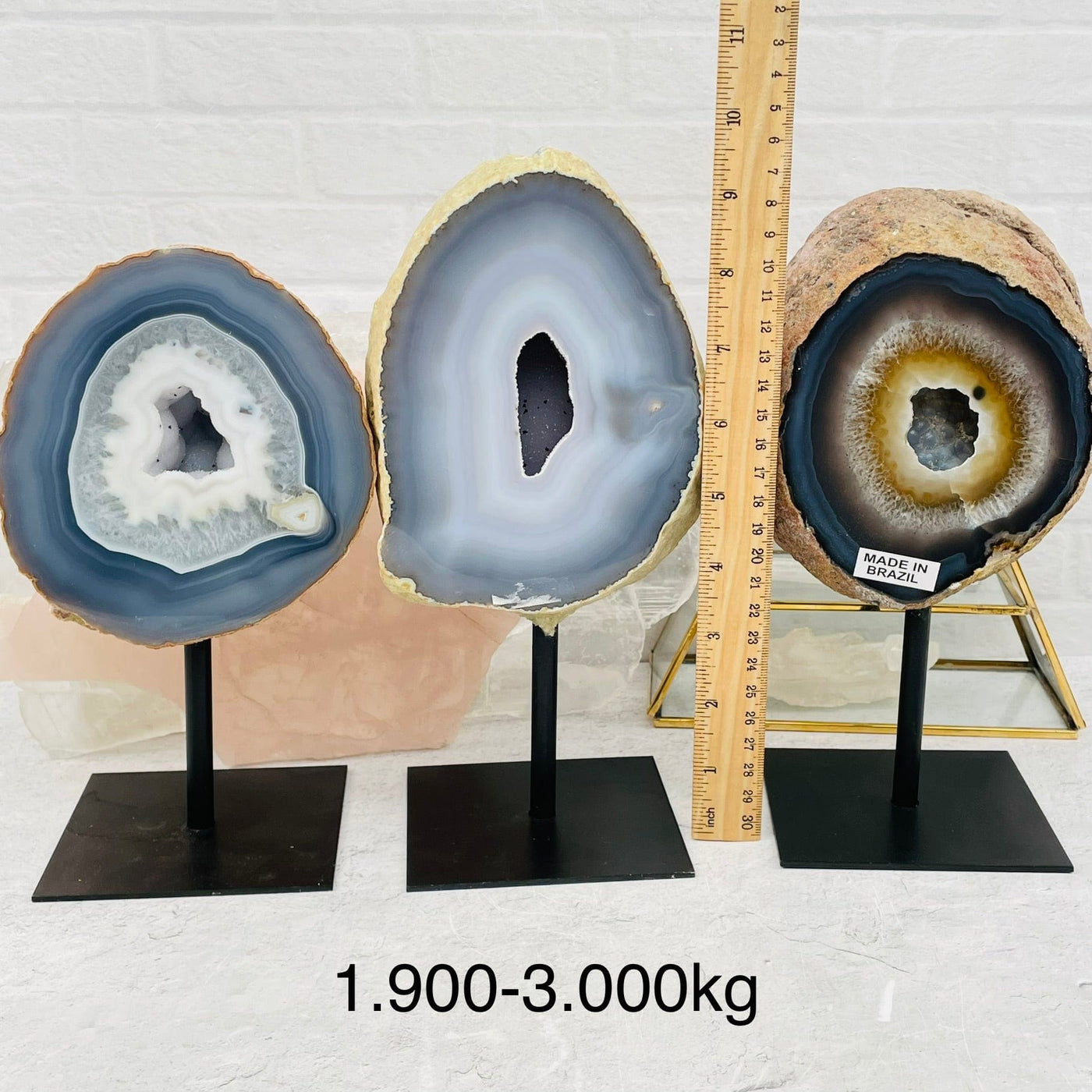 Natural Agate Geode on a Metal Stand - YOU CHOOSE SIZE