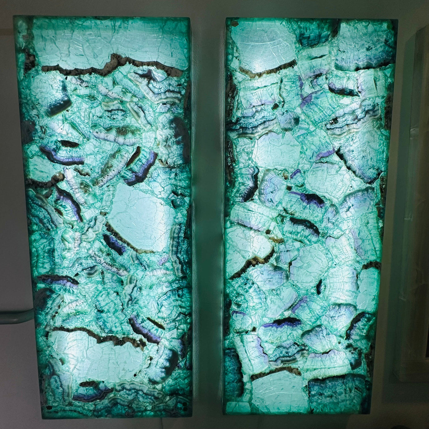 both fluorite wall lamps displayed as home decor 