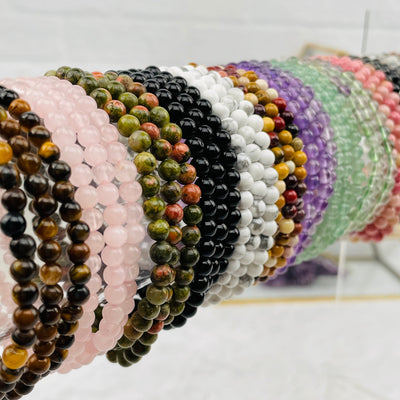 close up of the 4mm gemstone bracelets 