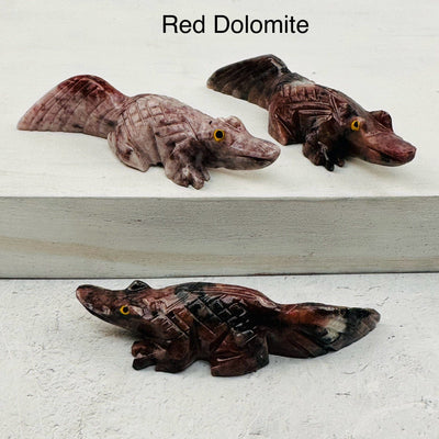 Dolomite Carved Crystal Alligator - You Select the Color - available in red