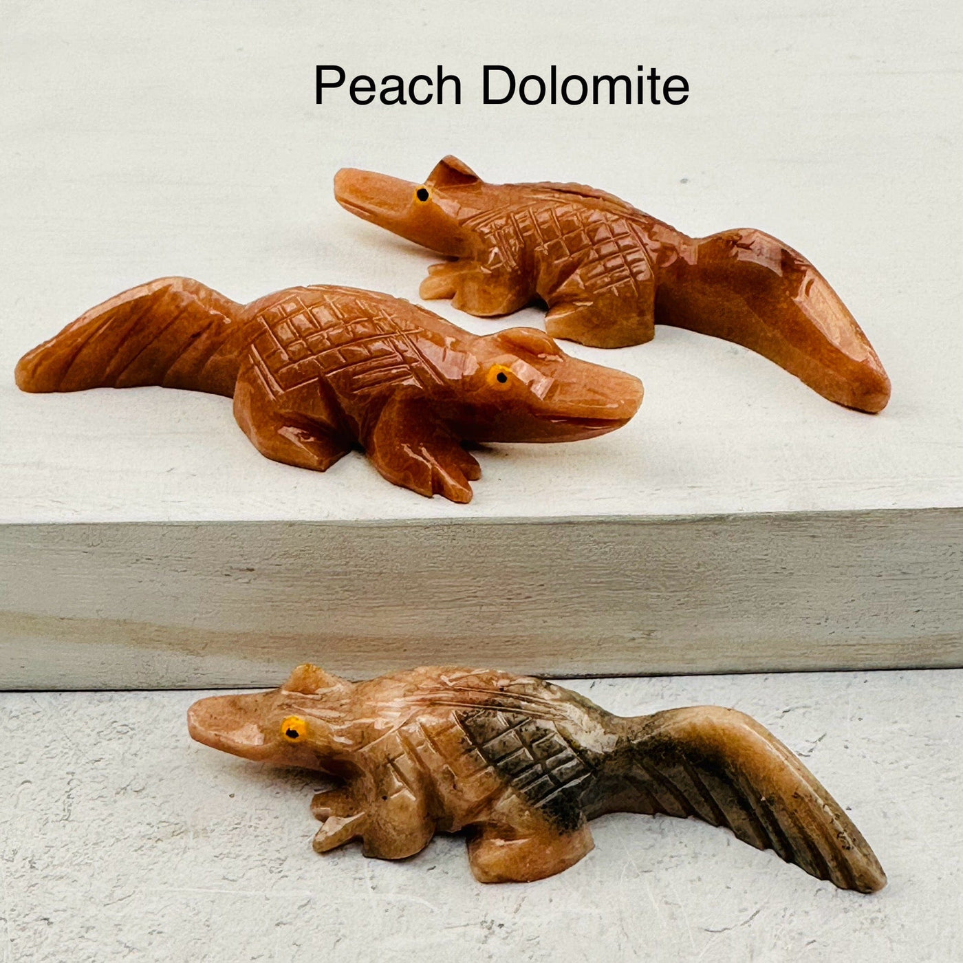 Dolomite Carved Crystal Alligator - You Select the Color - available in peach