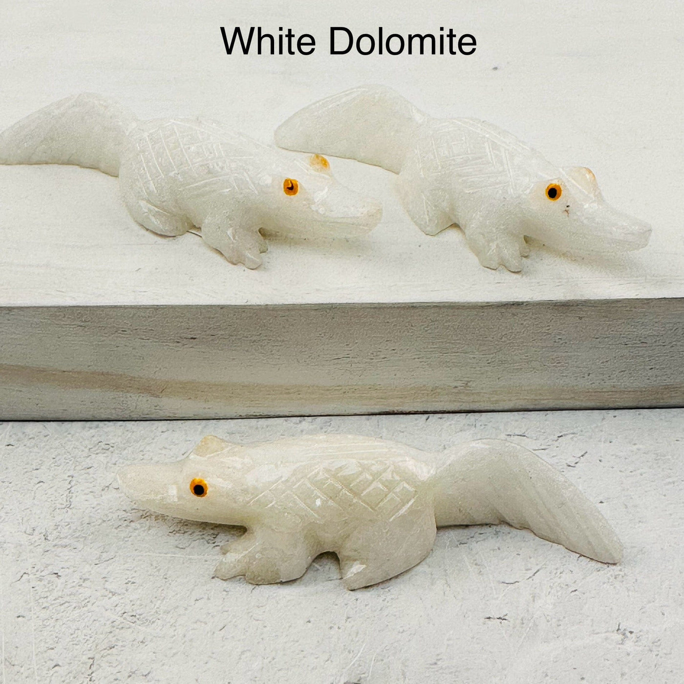 Dolomite Carved Crystal Alligator - You Select the Color - available in white