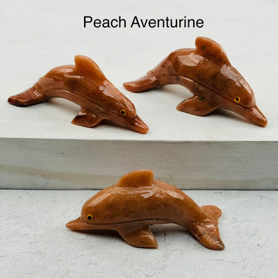 Carved Crystal Dolphin available in peach aventurine 