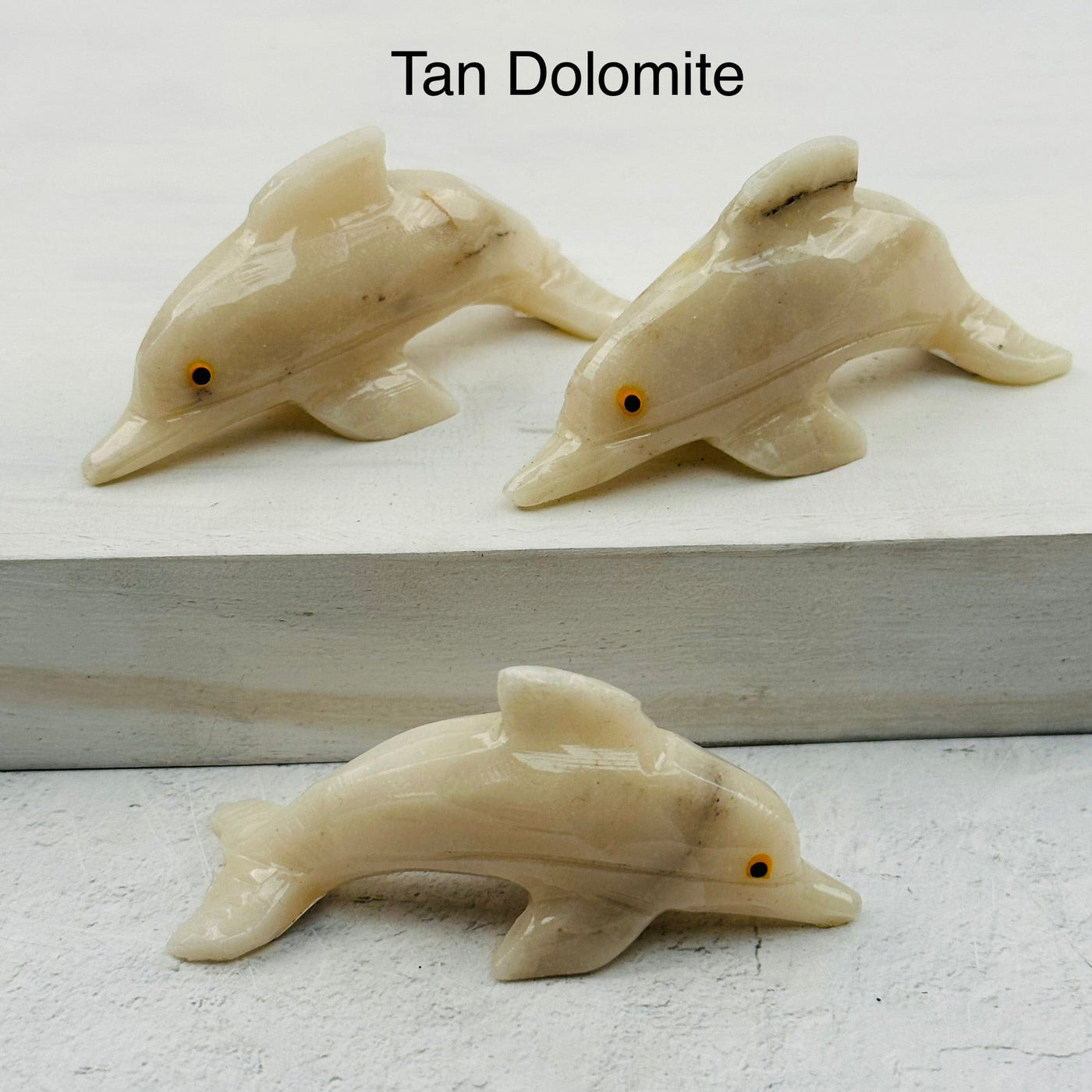 Carved Crystal Dolphin available in tan dolomite 