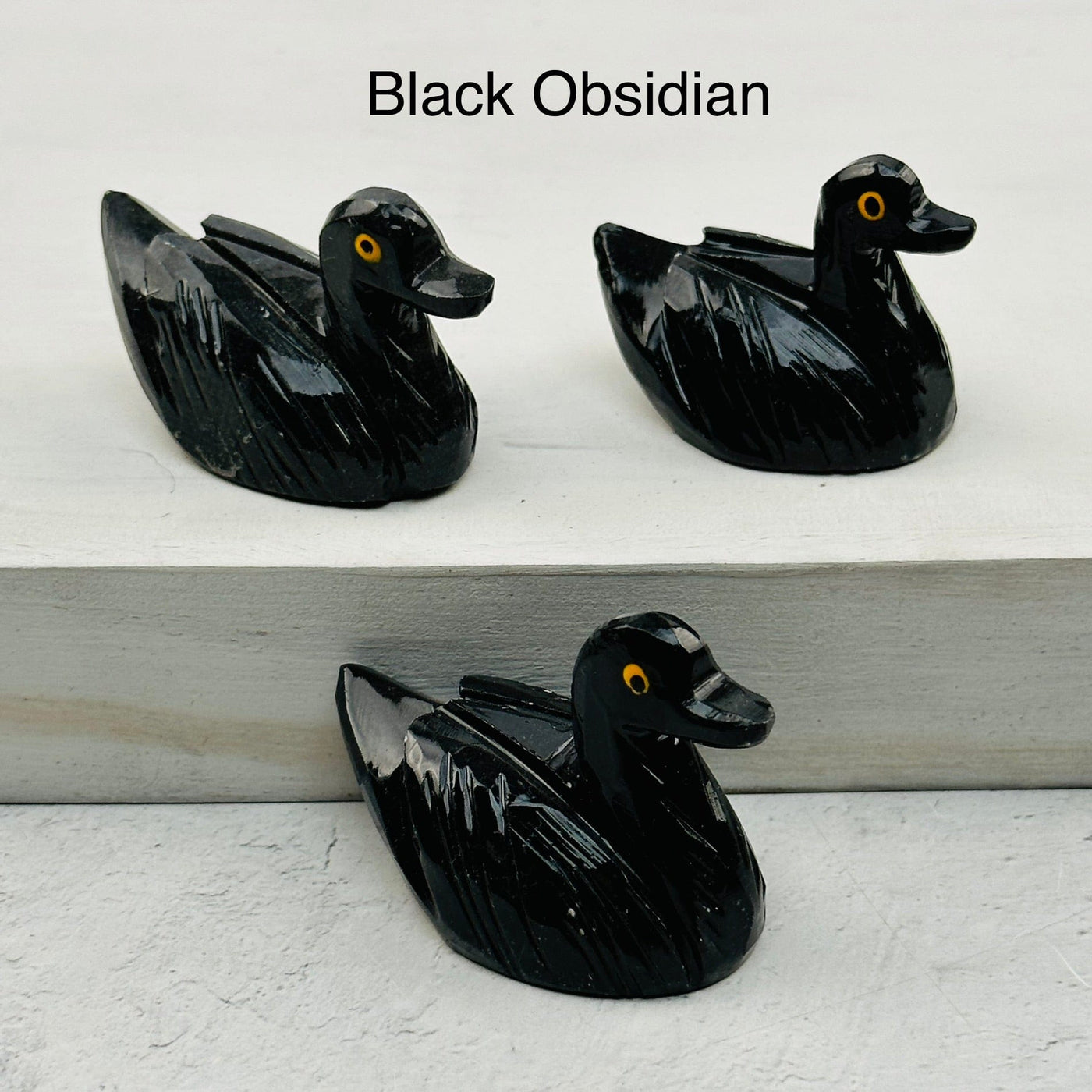 Carved Crystal Duck available in black obsidian 