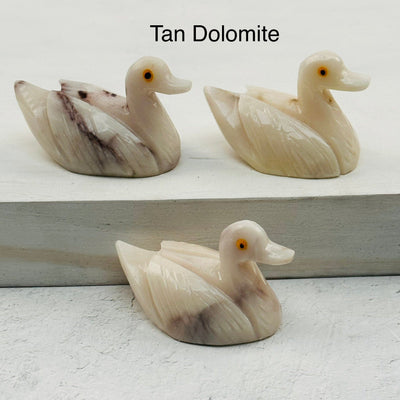 Carved Crystal Duck available in tan dolomite