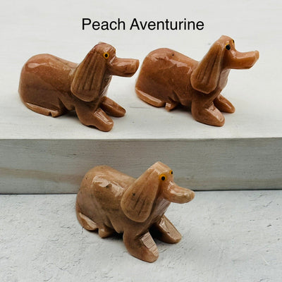 Carved Crystal Dog available in peach aventurine 