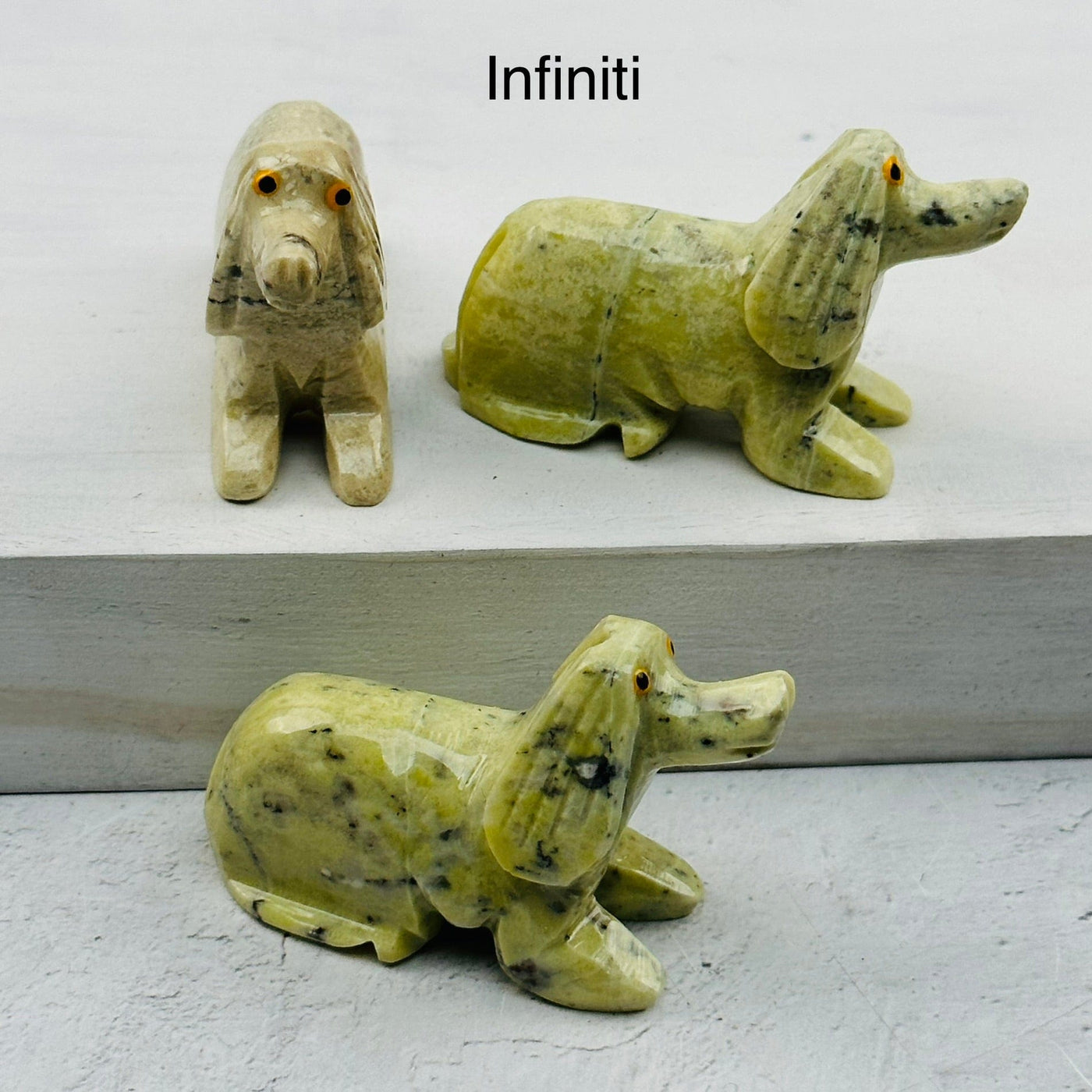 Carved Crystal Dog available in infiniti stone 