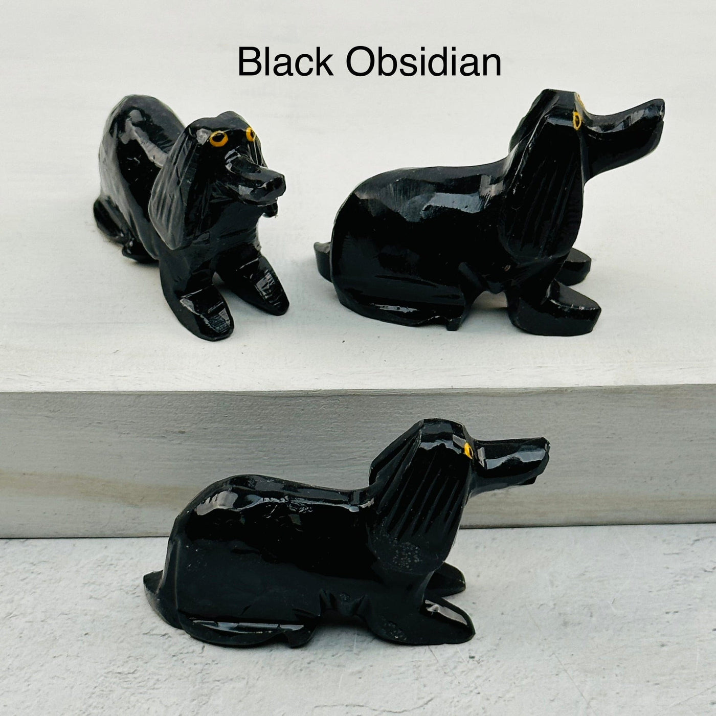 Carved Crystal Dog available in black obsidian 