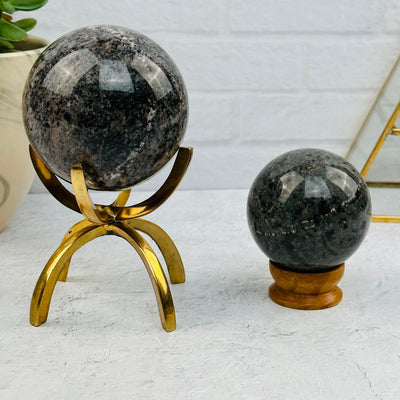 Yooperlite Spheres - By Weight - displayed as home decor 