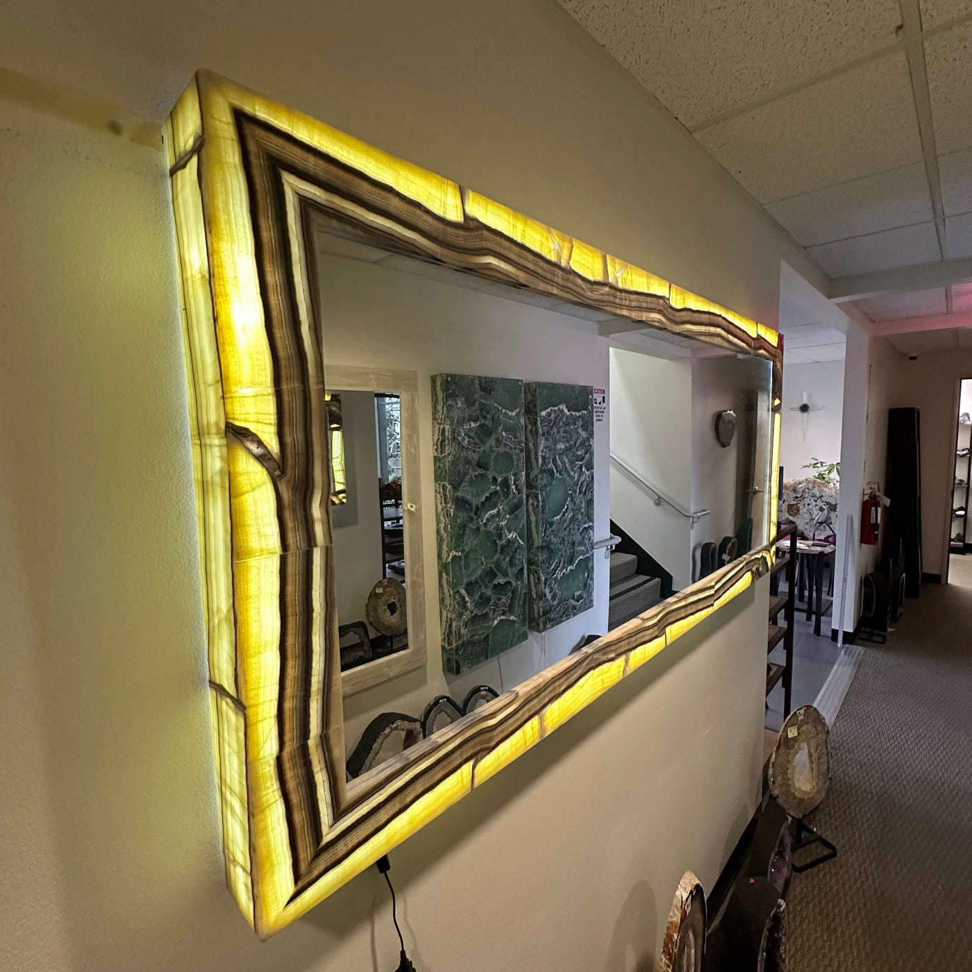 mirror lamp made out of mexican onyx 