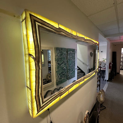 mirror lamp made out of mexican onyx 