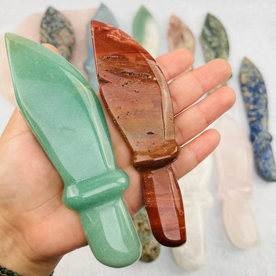 Crystal Gemstone Knife - Large size in hand for size reference 