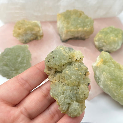AAA Green Fluorite Crystal Cluster Rare Find! in hand for size reference 