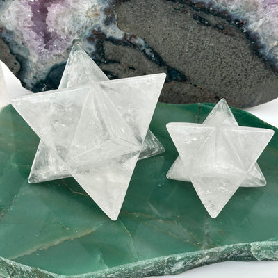 crystal quartz Merkabah stars displayed as home decor 