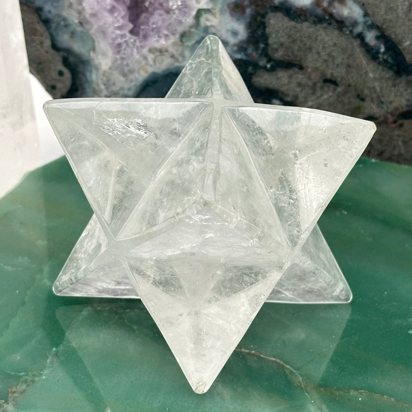crystal quartz Merkabah star displayed as home decor 