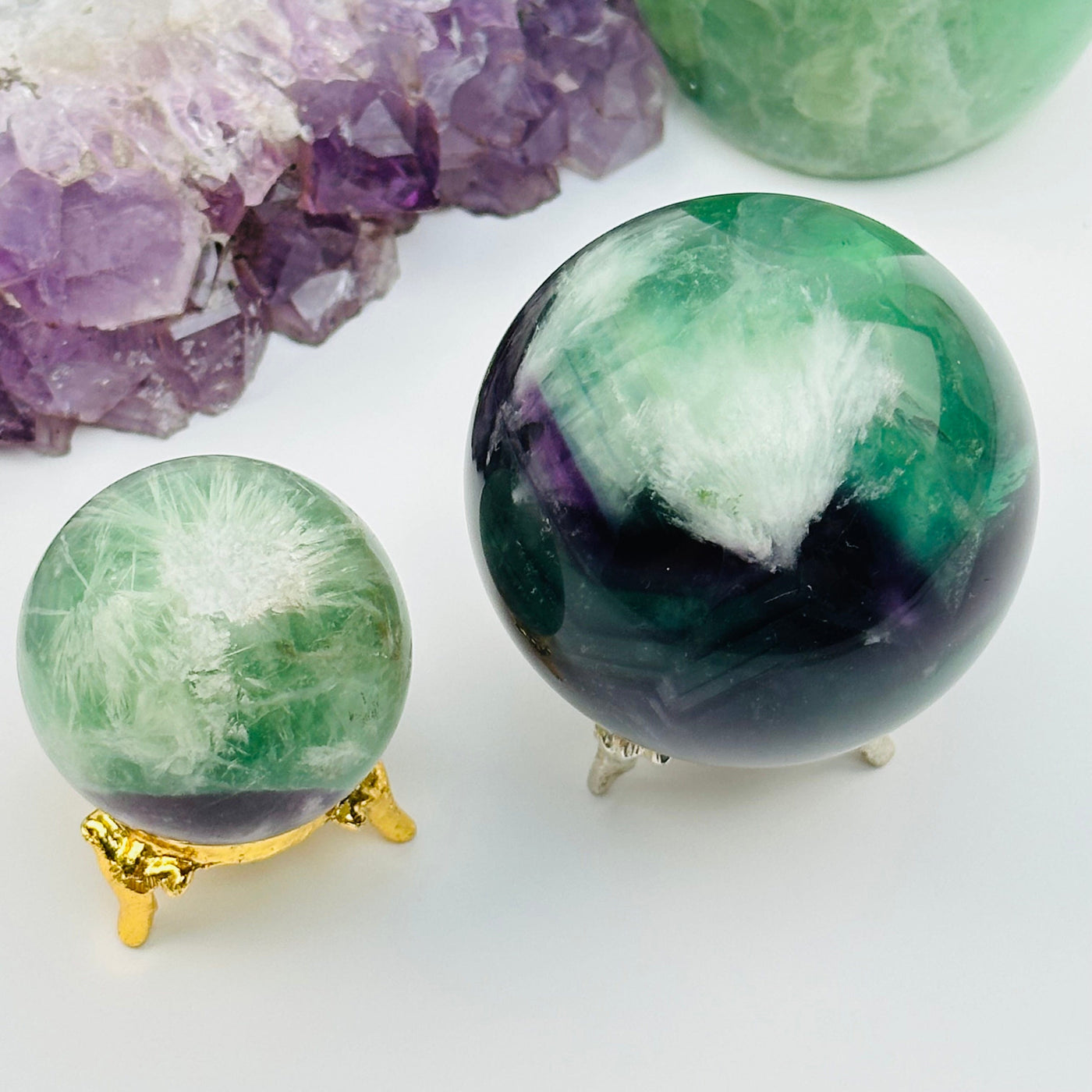 crystal spheres displayed as home decor 