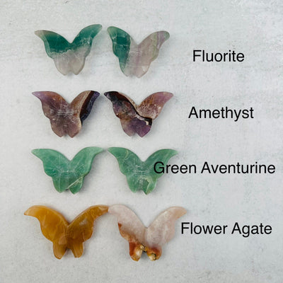 Gemstone Carved Butterfly next to its crystal name 