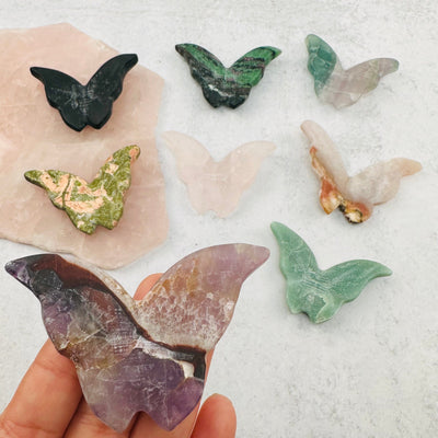 Gemstone Carved Butterfly in hand for size reference 