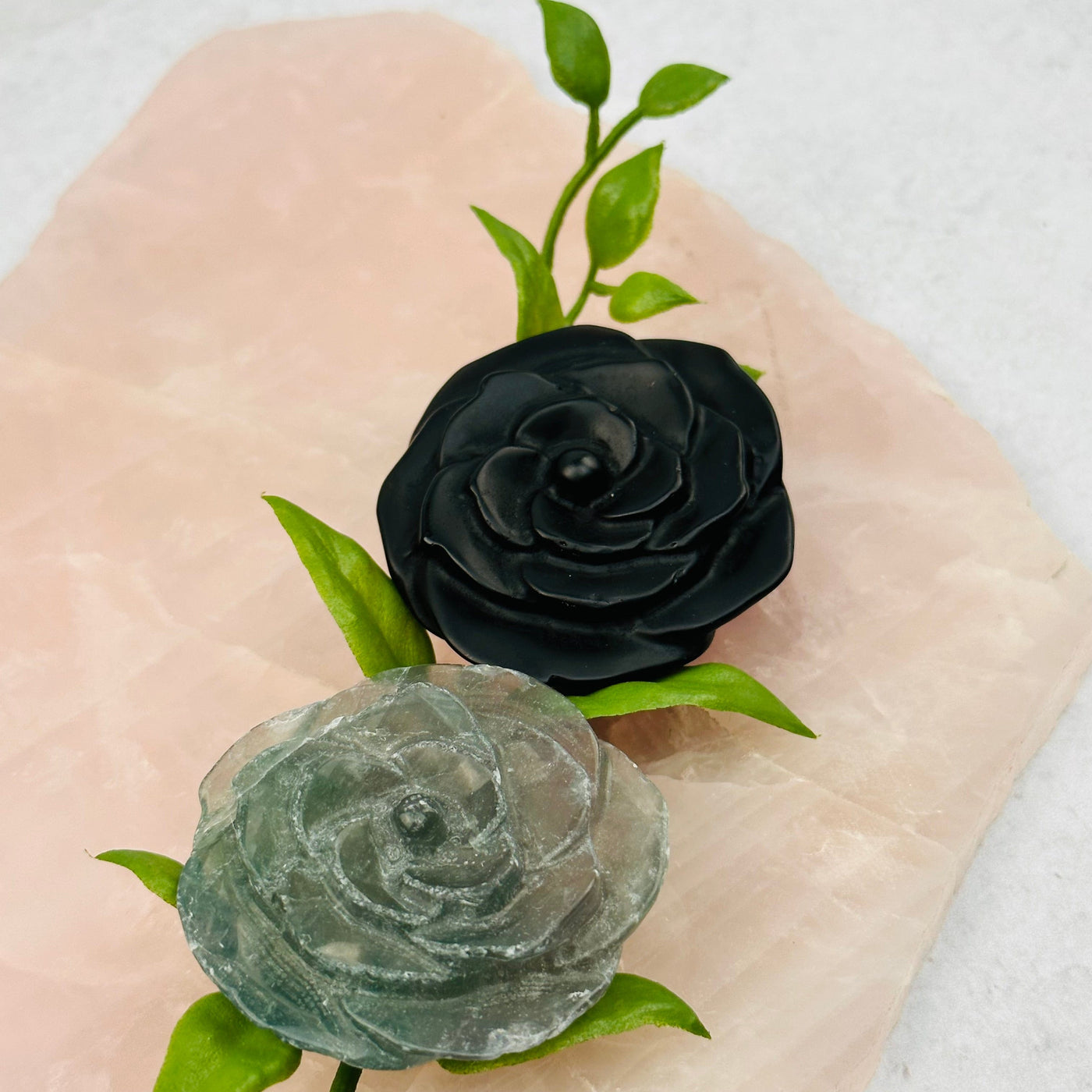 Gemstone Hand Carved Open Rose displayed as home decor 