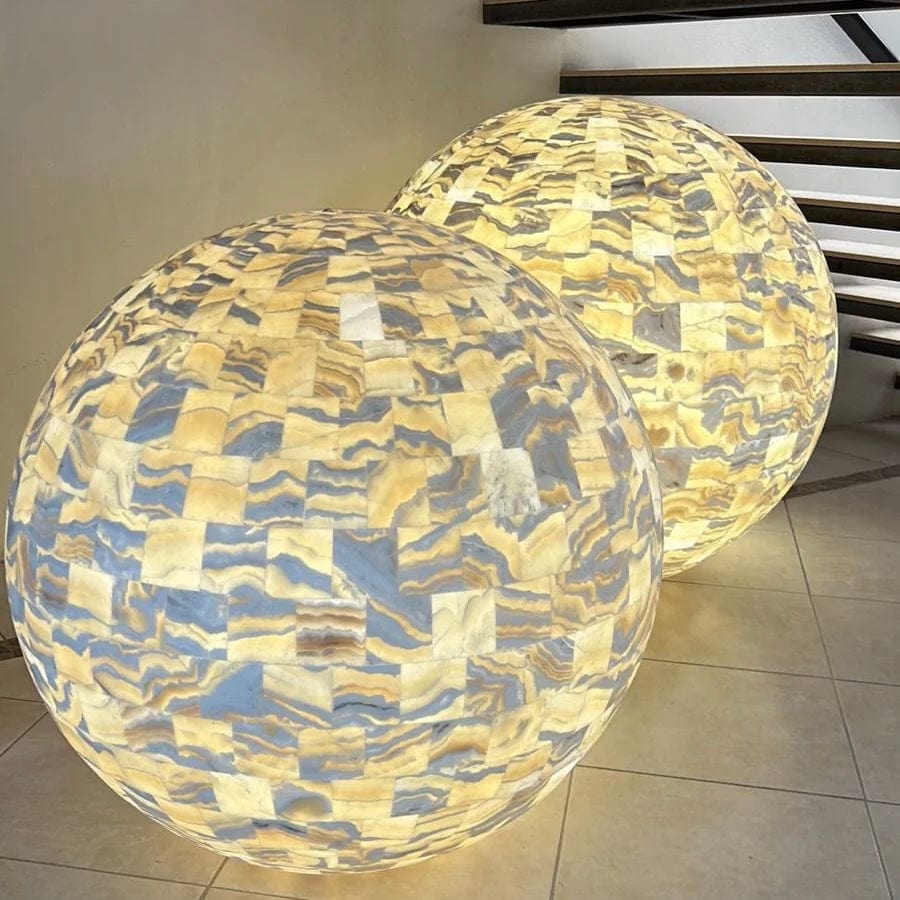 Huge Mexican Onyx Sphere Lamps - You Choose -