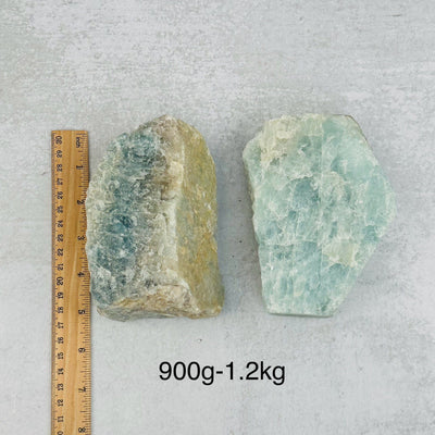 Rough Aquamarine - By Weight -  next to a ruler for size reference 