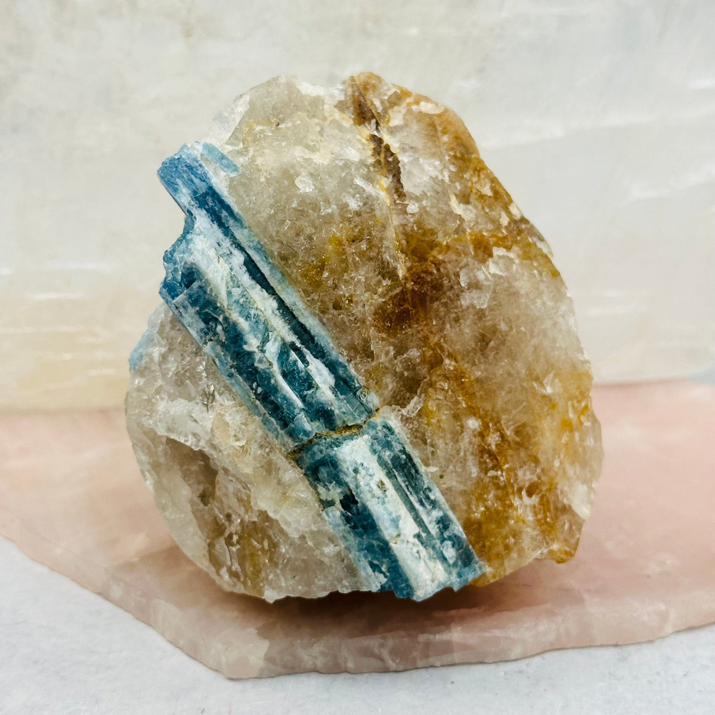 Rough Aquamarine on Matrix displayed as home decor