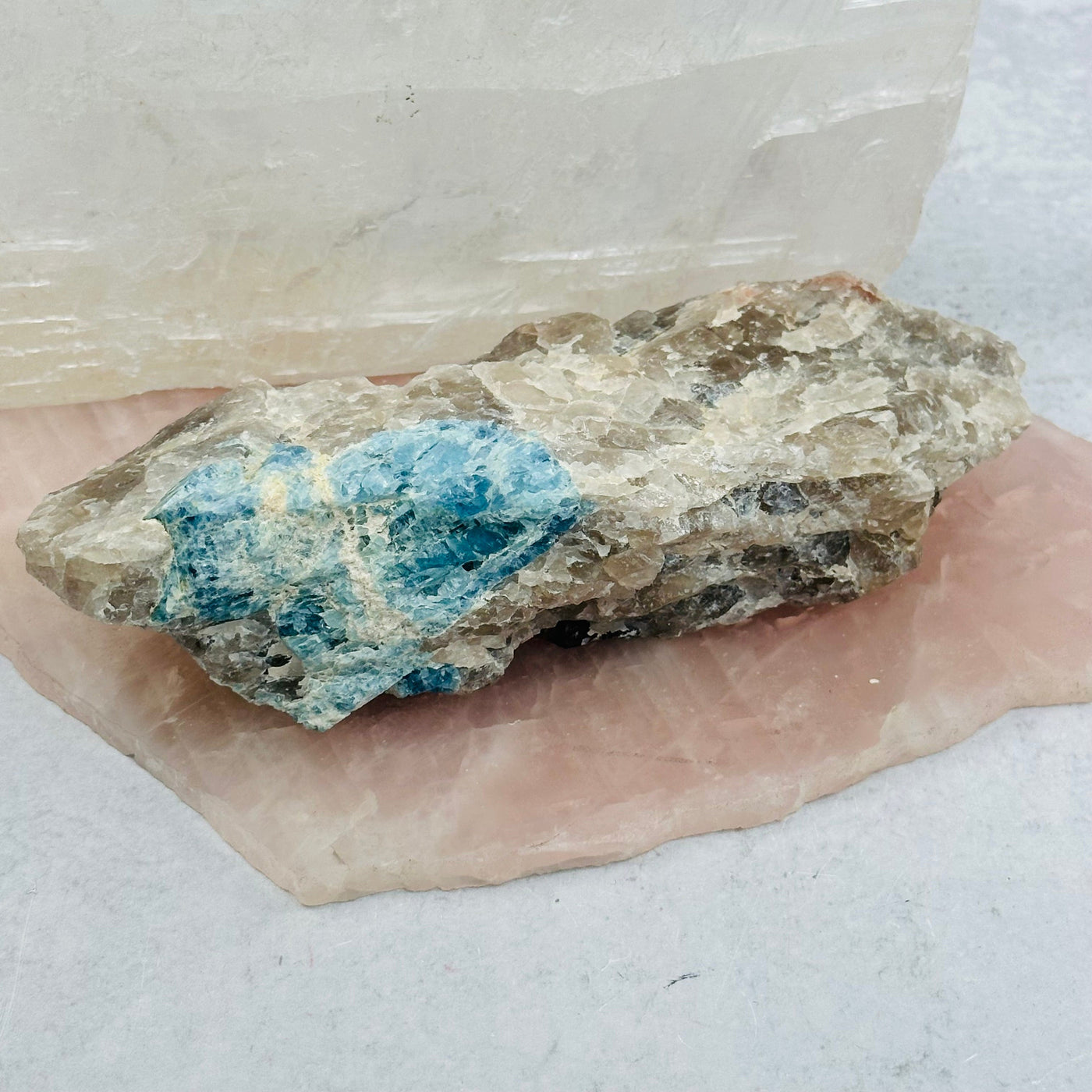 Rough Aquamarine on Matrix displayed as home decor