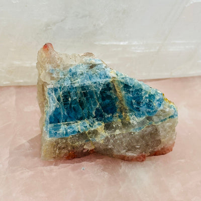 Rough Aquamarine on Matrix displayed as home decor 