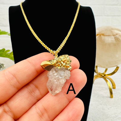 Natural Cactus Quartz Necklace in hand for size reference - You Choose - 