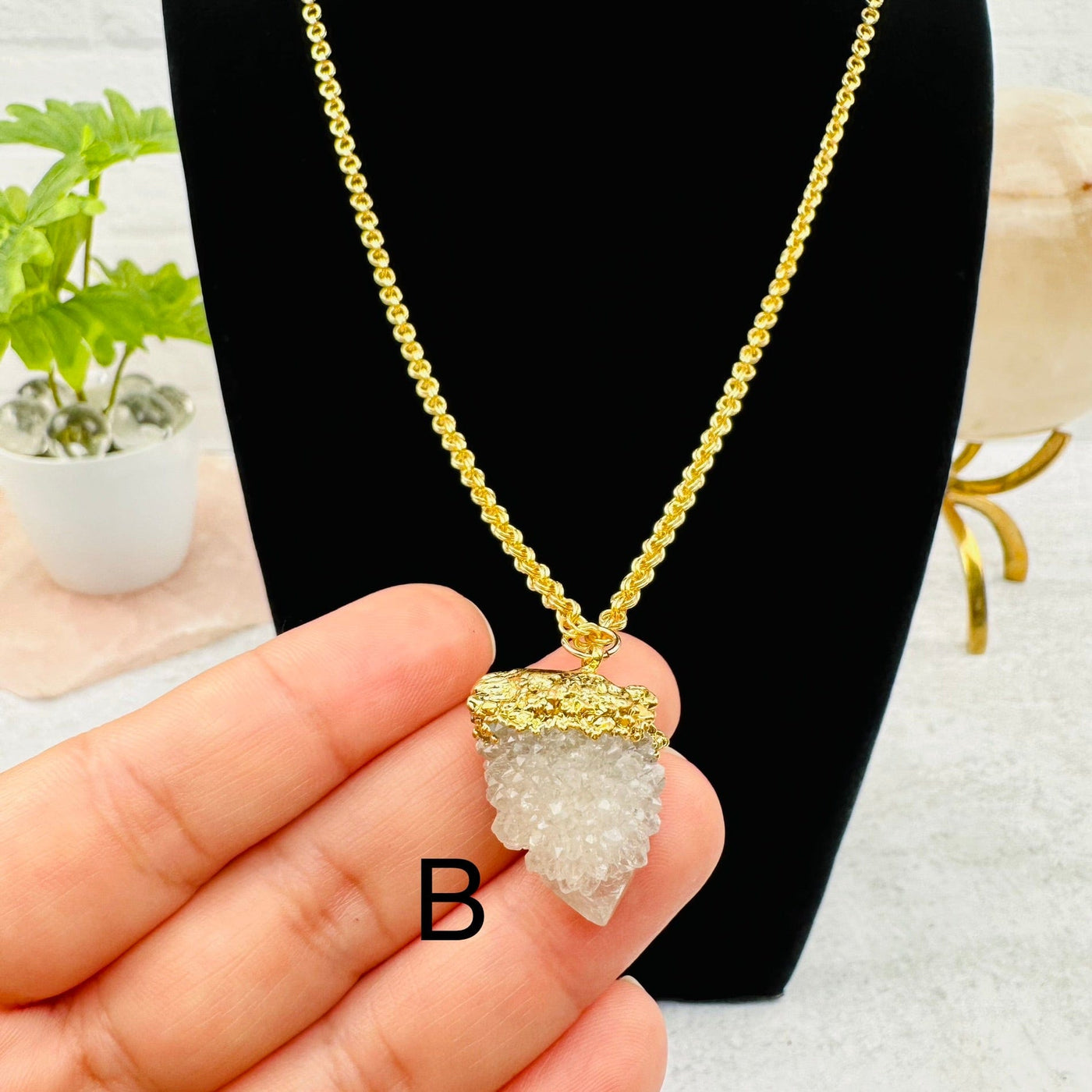 Natural Cactus Quartz Necklace in hand for size reference - You Choose -