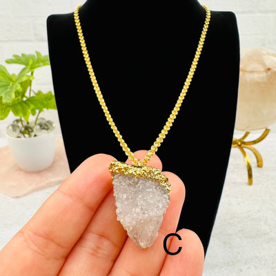 Natural Cactus Quartz Necklace in hand for size reference - You Choose -