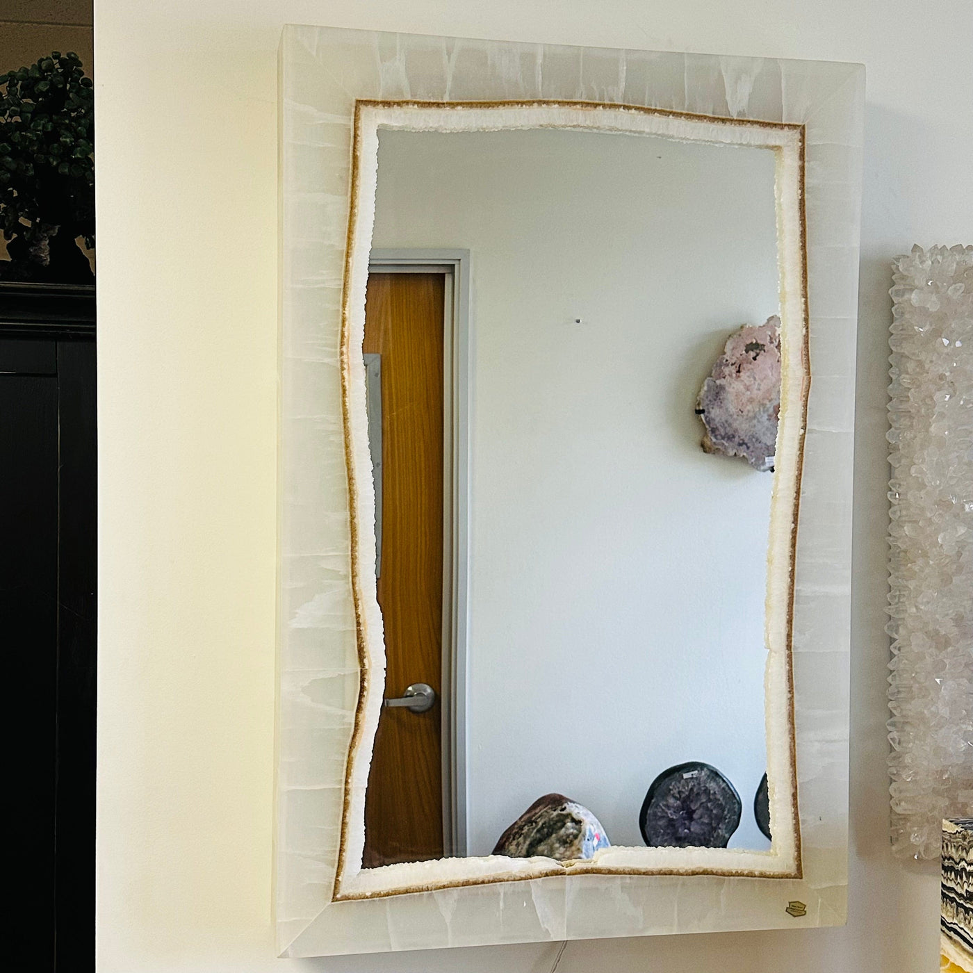 mirror off to show the natural stone 