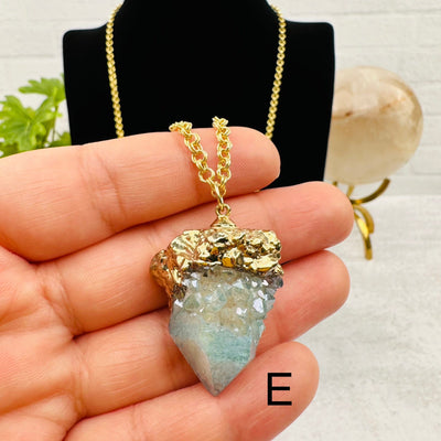 Aqua Aura Cactus Quartz Necklace in hand for size reference - You Choose -