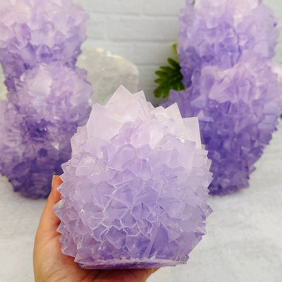 Salt Crystals - Dyed Light Purple in hand for size reference 